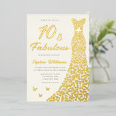 Invitation En Aluminium Golden Gown, Fabuleux 70e Anniversaire Robe Or (Debout devant)