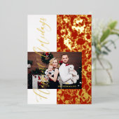 Invitation En Aluminium Golden Luxury Photo Whimsical Happest Holidays (Debout devant)