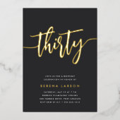 Invitation En Aluminium Golden Script 30e fête d'anniversaire (Recto)