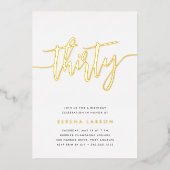 Invitation En Aluminium Golden Script 30e fête d'anniversaire (Recto)