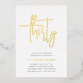 Invitation En Aluminium Golden Script 30e fête d'anniversaire (Recto)