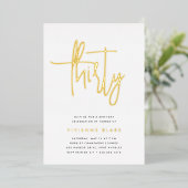 Invitation En Aluminium Golden Script 30e fête d'anniversaire (Debout devant)