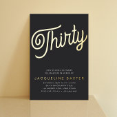 Invitation En Aluminium Golden Script 30e fête d'anniversaire