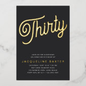 Invitation En Aluminium Golden Script 30e fête d'anniversaire (Recto)