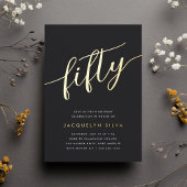 Invitation En Aluminium Golden Script 50e fête d'anniversaire