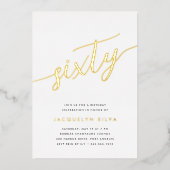 Invitation En Aluminium Golden Script 60e fête d'anniversaire (Recto)