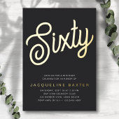 Invitation En Aluminium Golden Script 60e fête d'anniversaire