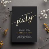 Invitation En Aluminium Golden Script 60e fête d'anniversaire