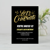Invitation En Aluminium Golden Script 80e fête d'anniversaire (Debout devant)