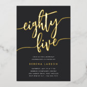 Invitation En Aluminium Golden Script 85e fête d'anniversaire (Recto)