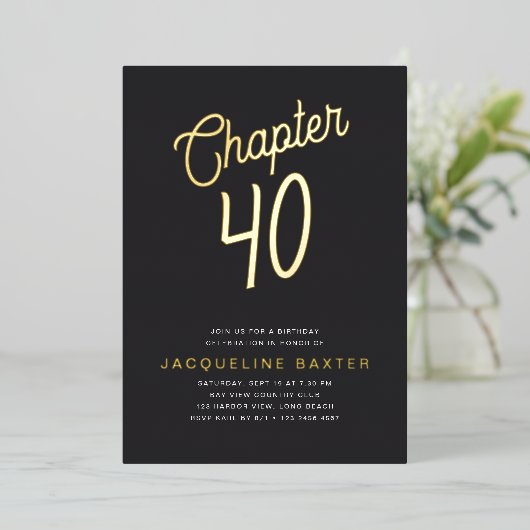 Invitation En Aluminium Golden Script Chapitre 40 40e fête d'anniversaire (Debout devant)