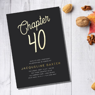 Invitation En Aluminium Golden Script Chapitre 40 40e fête d'anniversaire