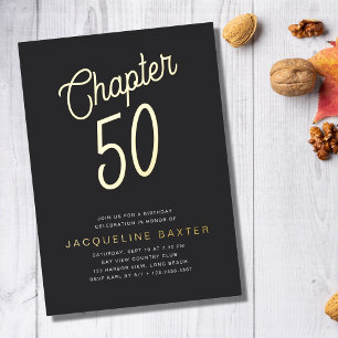 Invitation En Aluminium Golden Script Chapitre 50 50e fête d'anniversaire