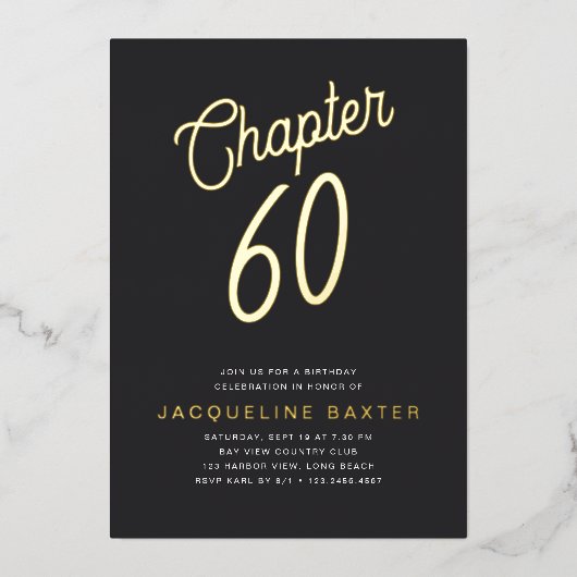Invitation En Aluminium Golden Script Chapitre 60 60e fête d'anniversaire (Recto)