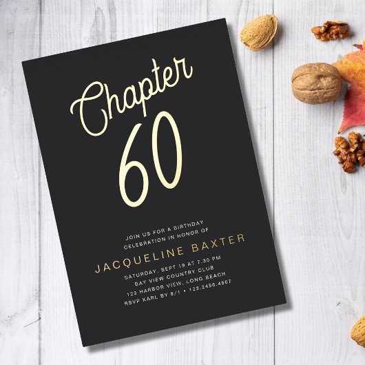Invitation En Aluminium Golden Script Chapitre 60 60e fête d'anniversaire