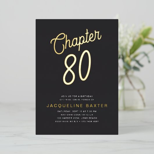 Invitation En Aluminium Golden Script Chapitre 80 80e fête d'anniversaire (Debout devant)