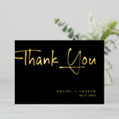 Invitation En Aluminium Golden Script Wedding Thank You Real Foil Cards (Debout devant)
