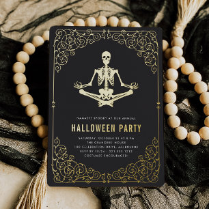 Invitation En Aluminium Golden Skeleton Halloween