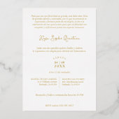 Invitation En Aluminium Golden Snowflake Quinceañera espagnol Whimsical (Verso)