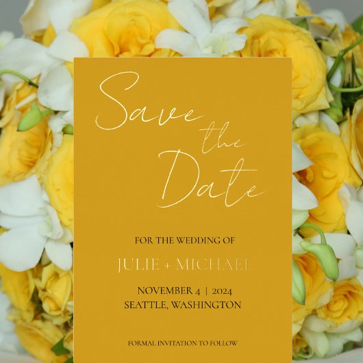 Invitation En Aluminium Golden Yellow Simple style mariage Enregistrer la