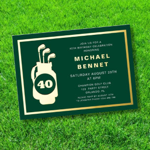 Invitation En Aluminium Golf Élégant 40e Anniversaire