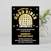 Invitation En Aluminium Good Vibes Super Black Gold fête d'anniversaire (Debout devant)