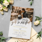 Invitation En Aluminium Gossamer Overlay Photo QR Mariage informel or