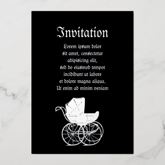 Invitation En Aluminium Gothic Baby Carriage (Recto)