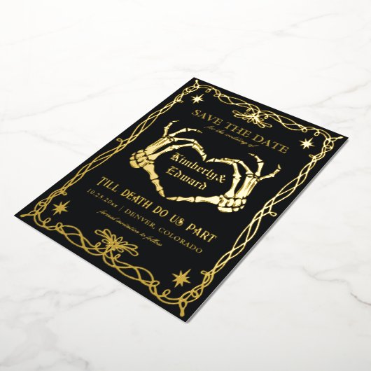 Invitation En Aluminium Gothique Crâne Hallomariage Rétro Enregistrer la d (Rotation)