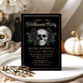 Invitation En Aluminium Gothique Floral Crâne Halloween Or