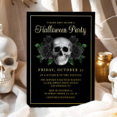 Invitation En Aluminium Gothique Floral Crâne Halloween Or