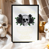 Invitation En Aluminium Gothique Floral Crâne Halloween Or