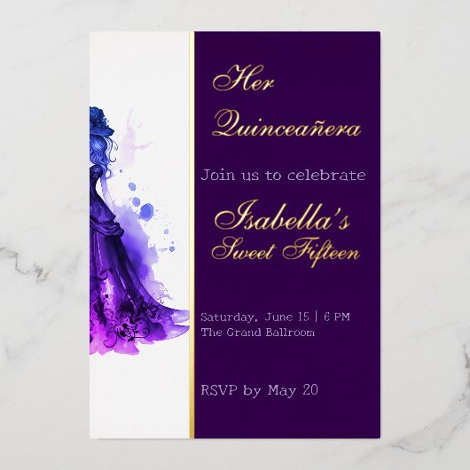 Invitation En Aluminium Gothique Glam Quince (Recto)