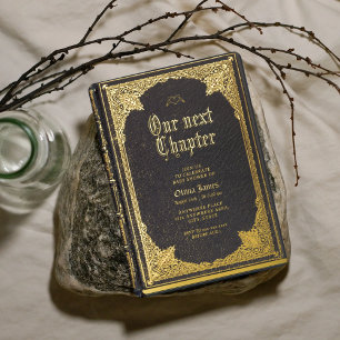 Invitation En Aluminium Gothique Halloween baby shower de livres de biblio