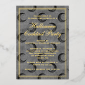 Invitation En Aluminium Gothique Moon Halloween Cocktail Party Gold (Recto)
