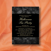 Invitation En Aluminium Gothique Noir Damas Halloween Tea Party Gold