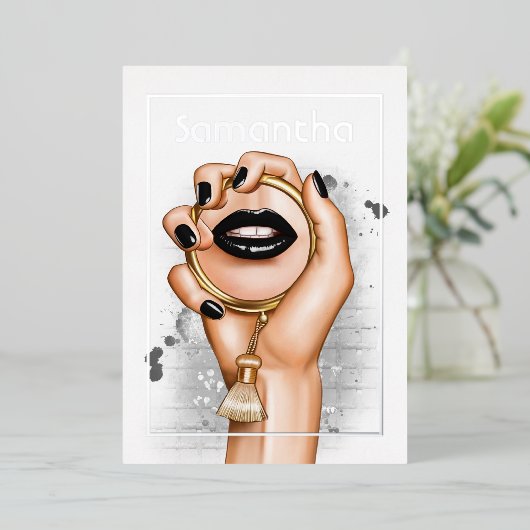 Invitation En Aluminium Gothique Silver et Gold Glam Chic Spa Party (Debout devant)