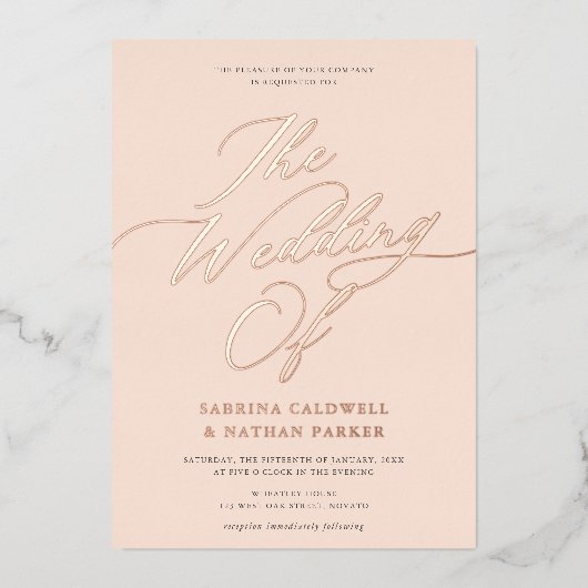 Invitation En Aluminium Gracity Modern Script Mariage Blush Rose Gold (Recto)