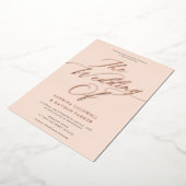 Invitation En Aluminium Gracity Modern Script Mariage Blush Rose Gold (Rotation)