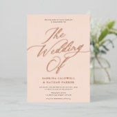 Invitation En Aluminium Gracity Modern Script Mariage Blush Rose Gold (Debout devant)
