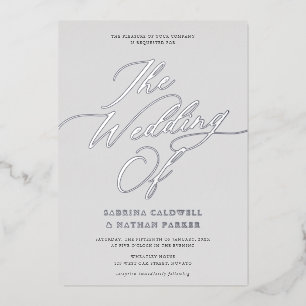 Invitation En Aluminium Gracity Modern Script Mariage Gris Argent