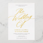 Invitation En Aluminium Gracity Modern Script Mariage Or blanc (Recto)