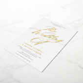 Invitation En Aluminium Gracity Modern Script Mariage Or blanc (Rotation)