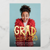 Invitation En Aluminium Grad 2023 audacieuse fête de graduation 4 photo or (Recto)