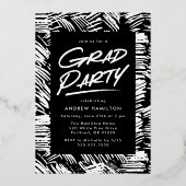 Invitation En Aluminium Grad Dashed Photo Graduation Party Argent (Verso)