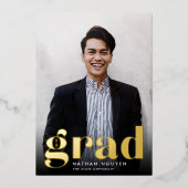 Invitation En Aluminium Grad de l'huile | Diplôme photo vertical (Recto)