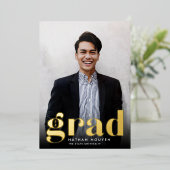 Invitation En Aluminium Grad de l'huile | Diplôme photo vertical (Debout devant)