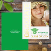 Invitation En Aluminium Grad Glam Green Casquette Stylish Graduate Photo
