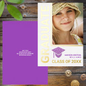 Invitation En Aluminium Grad Glam violet Casquette stylish Graduate Photo