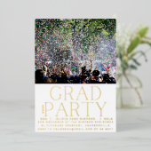 Invitation En Aluminium GRAD PARTY | Classe de 2023 Gold Pressing Moderne  (Debout devant)
